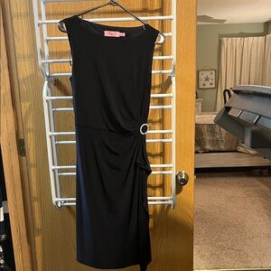 Eliza J Black Sleeveless Midi Sheath Dress with Side Ring